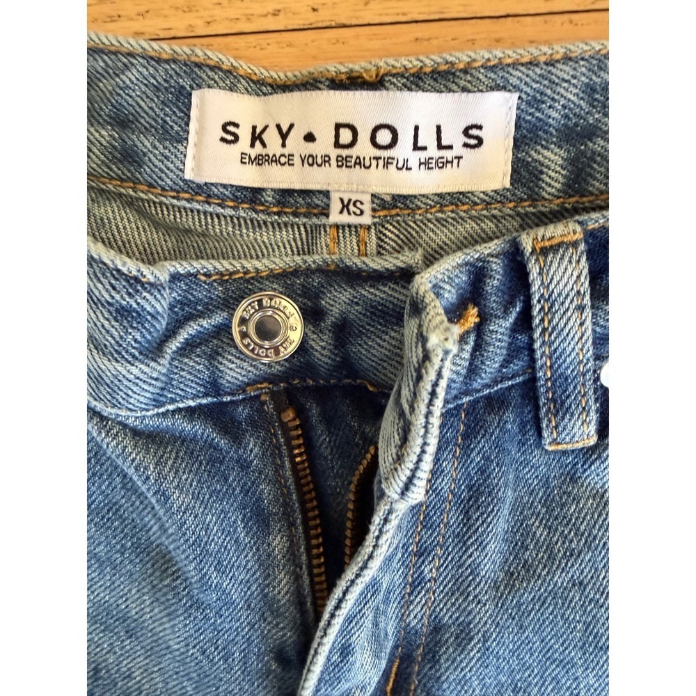 Sky Dolls Tall Women Baggy Straight Leg Jeans Medium Wash Blue 100% Cotton XS - Picture 11 of 12
